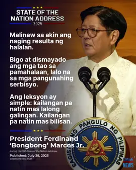 'KAILANGAN PA NATIN MAS LALONG GALINGAN'   Sinabi ni Pangulong Ferdinand “Bongbong” Marcos Jr. na isang malaking mensahe sa kaniya ang naging resulta ng #Eleksyon2025 na 