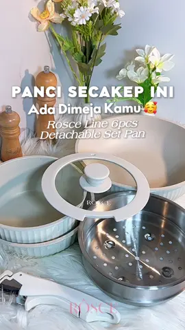Panci secakep ini ada di meja kamu? ROSCE Line 6 PCS Detachable Set Pan ini punya motif garis super fancy dan warna yang estetik 😍. Menurut kalian, seberapa penting sih alat masak yang cantik untuk dapur? ✨ #panciset #panci #wajanantilengket #cookware #rosce 