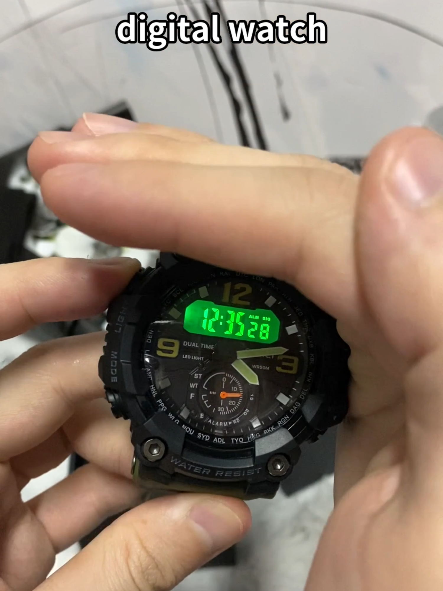 It is a large dial waterproof sports model with an analog-digital display and pu strap. _5#beauty #decoration #tiktokshopsummerturnup #spotlightfinds #luxury #outdoorsygals #hot #girl #body #useful #women #elegant #wear #smart #glasses #cool #phonecalls #men #business #man