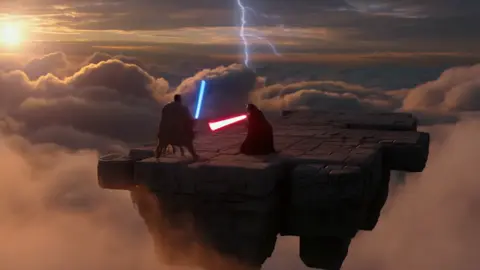 AI epic fight. #starwarsduel #jediVsSith #lightsaberbattle #epicfightscene #cinematicvideo #hailuovideo #scifi 