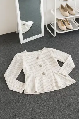 Arika Blouse Stripe Atasan Peplum wanita salur tangan #outfitwanita #outfit #stylewanita #atasan #fashion 