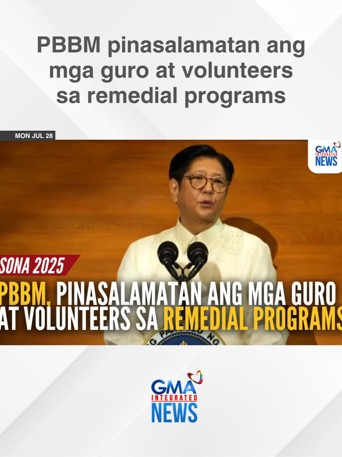 Pang. Bongbong Marcos, sinabi na naging matagumpay ang mga remedial program sa mga kabataan nitong nakaraang taon. #SONA2025 #BreakingNewsPH #GMAIntegratedNews
