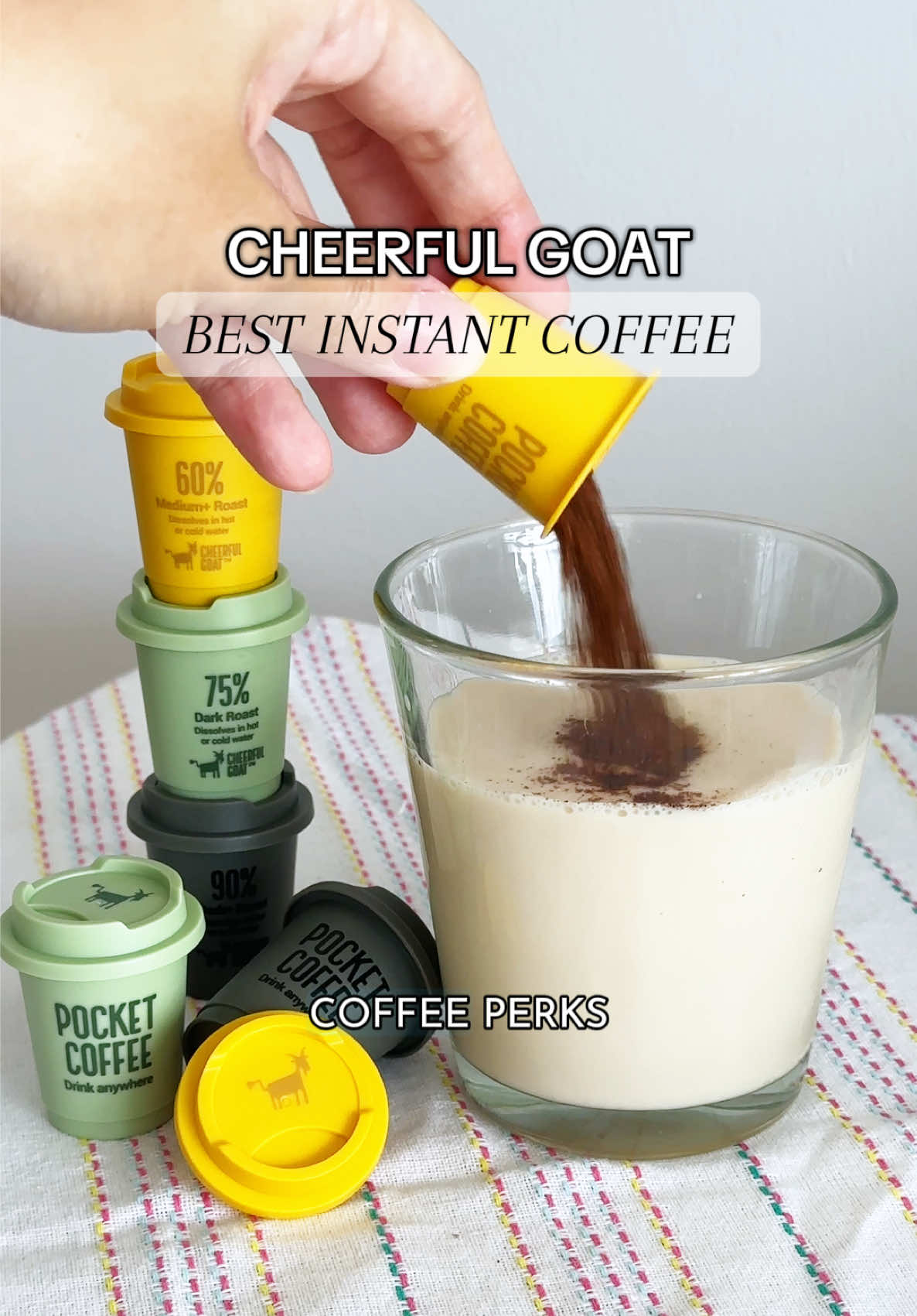 Instant coffee that taste like you’re in a Cafe? 🥹 CHEERFUL GOAT Pocket Coffee is your go to!  ✨ Easy Dissolve in cold water  ✨ Cute packaging ✨ 60%, 75%, 90% roast coffee  ✨ Convenient to bring anywhere  ✨ Drink it anytime WITHOUT Machine! 💖 Grab yours in the yellow cart, make use of the discount below ⬇️ 🏷️ DISCOUNTS FOR YOU 🥰 ✨ $1 OFF with min. spend $10* ✨ $2 OFF with min. spend $20* ✨ $2.5 OFF with min. spend $25* ✨ $3 OFF with min. spend $30* #creatorsearchinsights #CheerfulGoatCoffee #PocketCoffee #createtowin  #readycoffee 