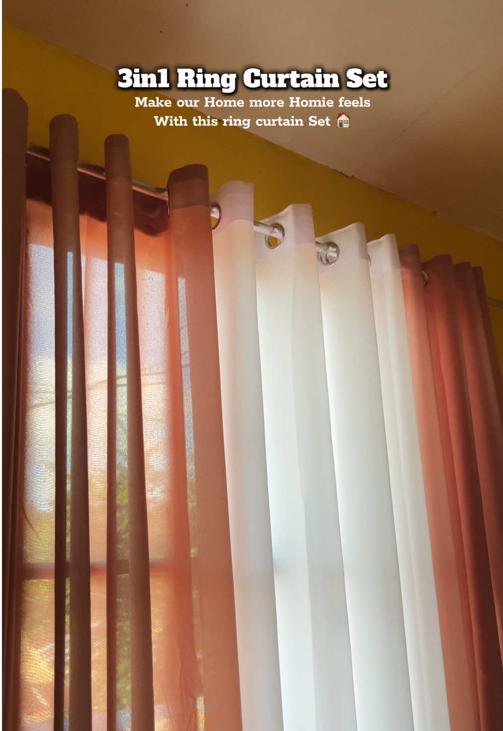 Worth it tlga ang kurtina nato lakas maka Aesthetic #curtains #ringcurtain #3in1set #kurtina #householditems 