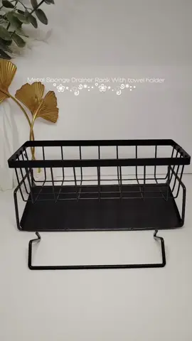 Metal Sponge Drainer Rack With towel holder 💕 #fyp #foryou #foryoupage #foryoupageofficiall #metalrack 