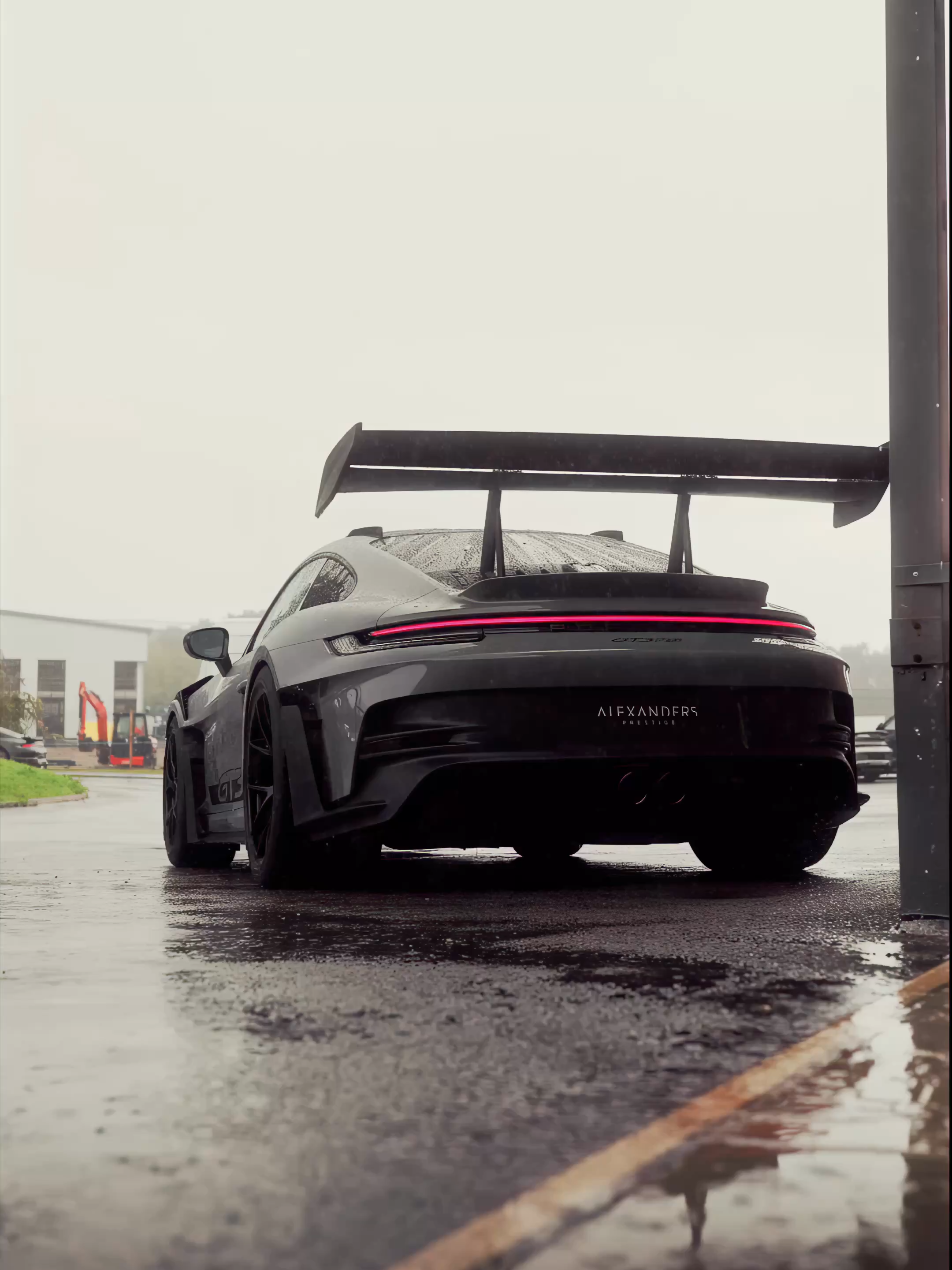 Rhythm of the Rain. The #porsche 911 GT3 RS, finished in Arctic Grey, featuring the Weissach package with Magnesium wheels, PDLS+ and Exclusive design taillights.