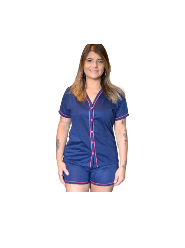 Pijama Feminino Baby Doll Amamentação Americano Cirurgico com botoes luxo Malha blogueirinha