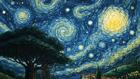 ゴッホ｢星月夜｣の世界に迷い込んだら...？ #ゴッホ #絵画 #ai #veo3 #aiart #Gogh #VanGogh #TheStarryNight 