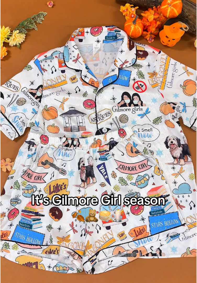 It’s time of the year 🍂 Gilmore Girls Pajamas for the best season #gilmoregirls #gilmoregirlstiktok #starshollow #lukesdiner #lukescoffee #lukesgilmoregirls #autumnvibes #gilmoregirlsedits #gilmoregirlsfans #fallvibes #cozy #pj #pjs #pjset #pajama #pajamas #loungewear #Sleepwear #pajamaparty #pajamastyle