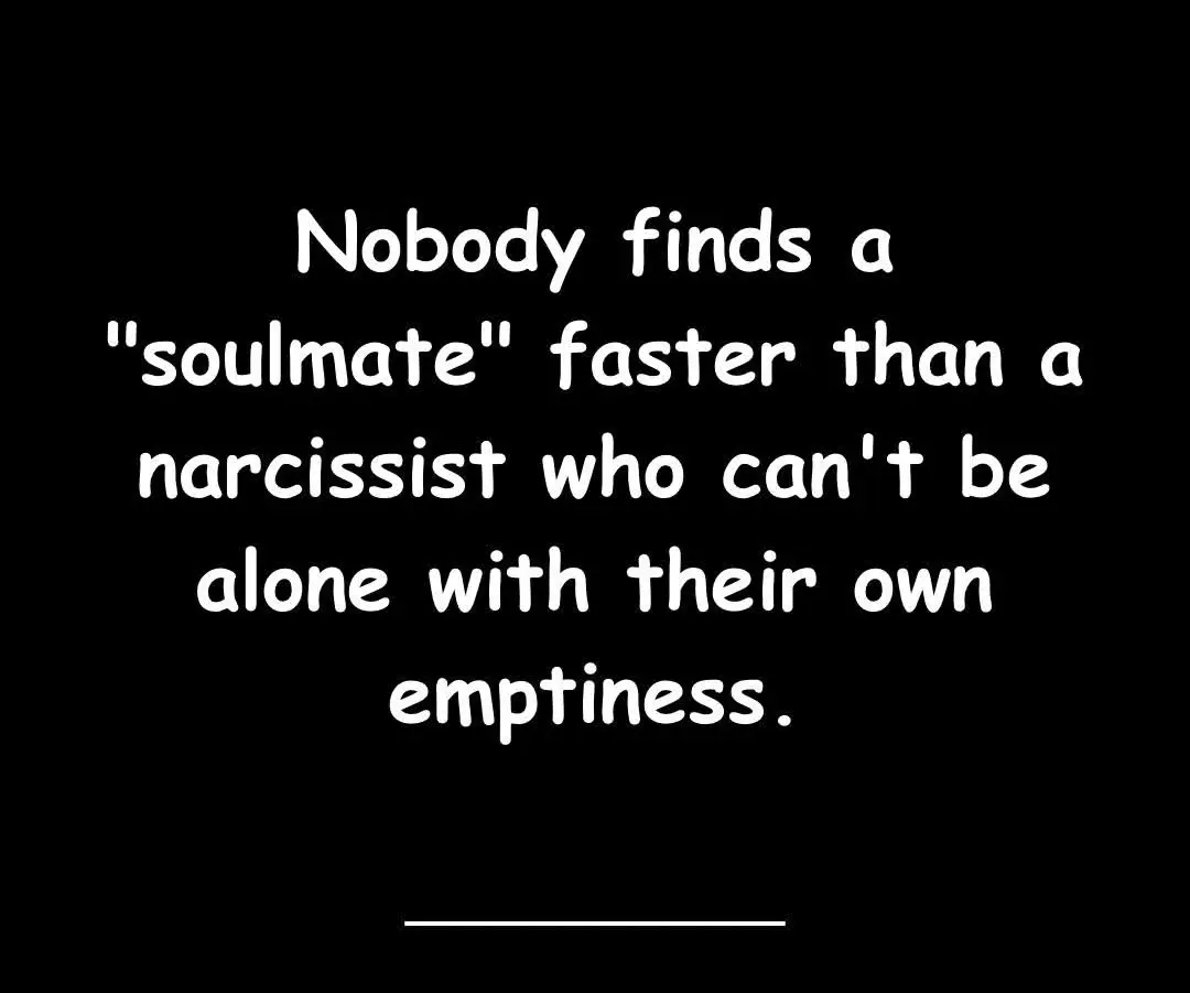 Nobody seems to find a “soulmate” faster than a narcissist — but it’s not because they’ve truly found love. A narcissist’s fear of being alone runs deep. Solitude forces them to face their own emptiness, insecurities, and lack of self-identity. To avoid this discomfort, they rush into a new relationship almost immediately after the last one ends. This whirlwind connection isn’t about compatibility or deep emotional bonding. It’s about finding someone to fill the void, provide constant validation, and distract them from the feelings they can’t face. The “soulmate” label is often part of the love-bombing stage, designed to impress the new partner and reinforce the image that the narcissist is lovable, charming, and desirable. Over time, the cycle tends to repeat. The excitement fades, reality sets in, and the same patterns of control, devaluation, and conflict emerge. If you’ve been left behind, remember: their quick move to someone else says nothing about your worth. It’s a coping mechanism, not a measure of love. For more information about understanding and overcoming narcissistic and emotional abuse, click the links below.  Telegram👉 : @DRETOOLZ #narcissist #narcissisticabuse #gaslighting #narcissism #emotionalabuse #toxicrelationships #healing 
