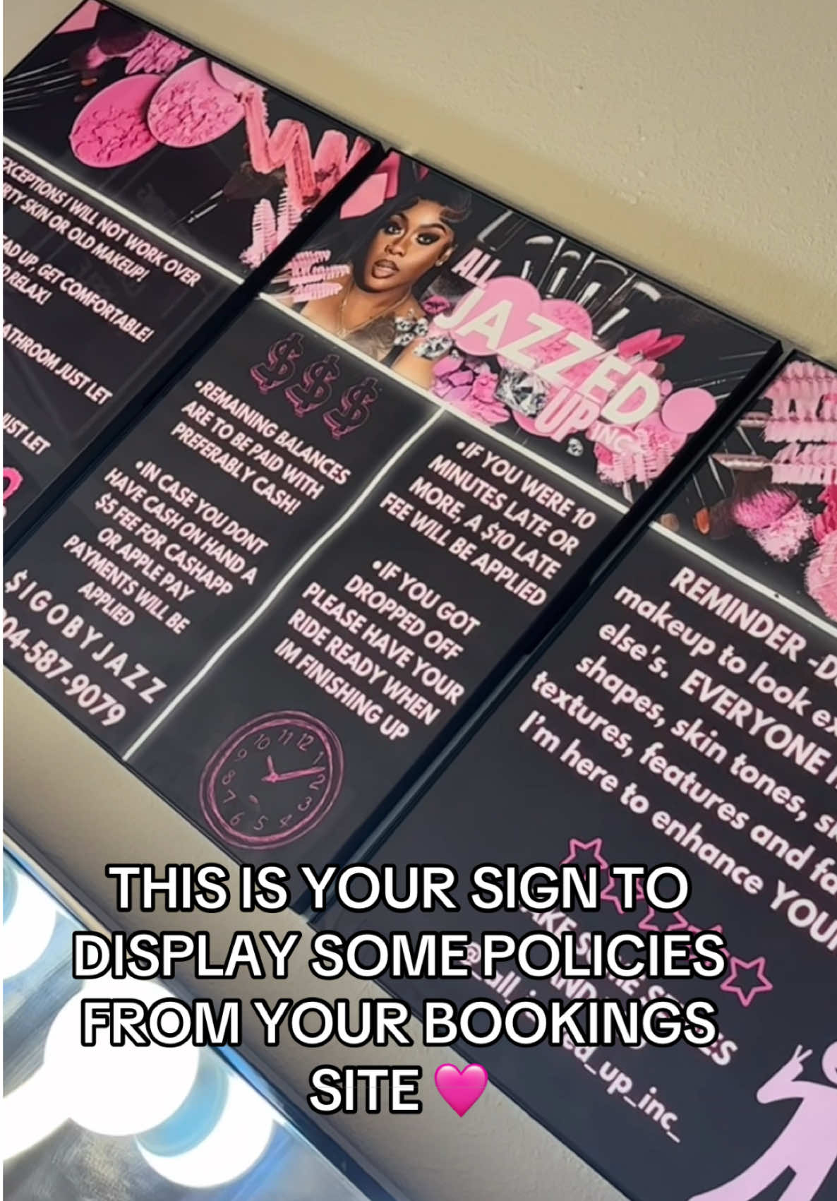 For your “forgetful” clients 16x20 Printed posters from CVS, Frames from Walmart! 🩷 #clients #makeuptutorial #nailtech #lashtech #hairstylist #esthetician #barbershop #shop #jaxmua #jacksonville #makeupartist 