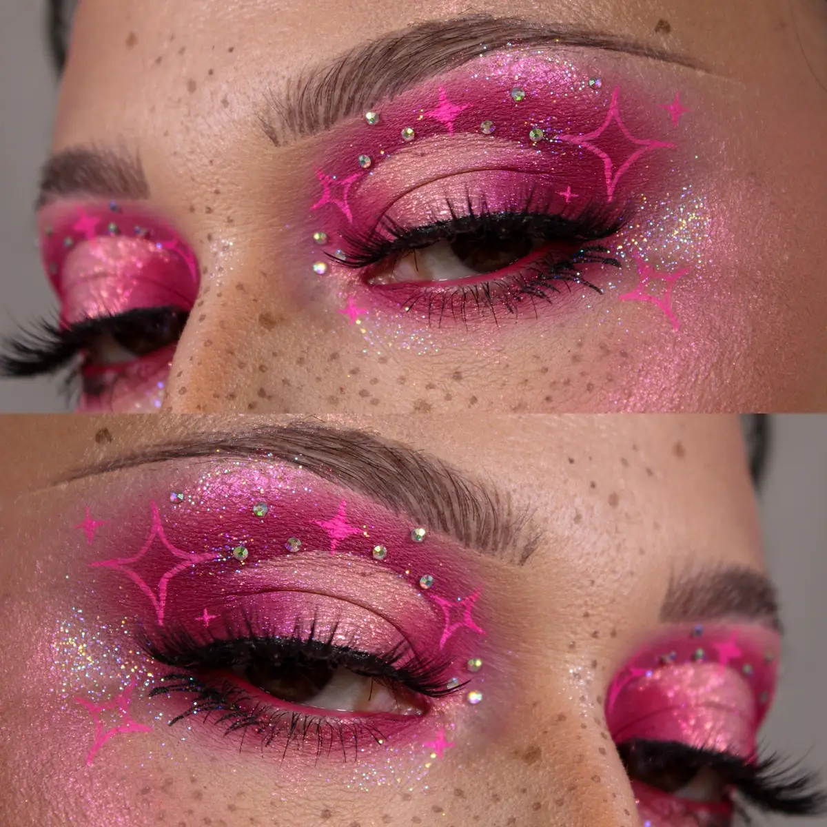 Pink! Another color i feel like I don't play in often, unless it's Valentine's Day creations time 😅   I wanted to do a more monochrome look & play in some karlacosmetics sparkles! Since l've been really into glitter lately I just had to use one of my favorites from them as well! This look made me think of a twinkling fairy!    Not gonna lie, i wasn't really feeling like doing something colorful when I did this. I'm stuck in dark smokey shades right now cuz I feel like they fit how I feel.   @Gerard Cosmetics clean canvas in fair   @Karla Cosmetics cutie pie, drama queen for my inner corner & for highlighting, pixie magic glitter (you can use code slightlyunblended10 to save 💵!)   @bellabeautebar secret garden palette   @ColourPop Cosmetics boots creme gel liner, so juicy lip liner in group chat, pretty fresh foundation & concealer, so juicy lippie in guava glaze, hot 2 touch blush & Avila beach bronzer   @Blend Bunny Cosmetics x @linsmakeuplooks lashes   @Glisten Cosmetics LTD x @linsmakeuplooks liner palette   @NYX Professional Makeup lift & snatch tint   @Huda Beauty easy blur primer   @dominiquecosmetics translucent setting powder     - #makeupinspo #pinkmakeup #eyeshadow #haloeye #sparkly 