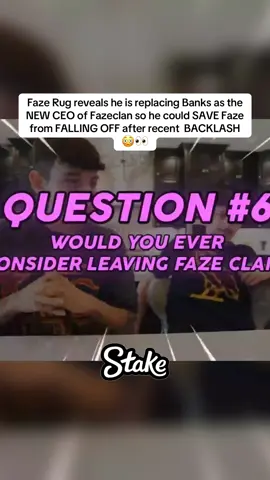 Faze Rug reveals he is replacing Banks as the NEW CEO of Fazeclan so he could SAVE Faze from FALLING OFF after recent  BACKLASH 😳👀 #fazeclan #faze #fazerug #fazebanks 