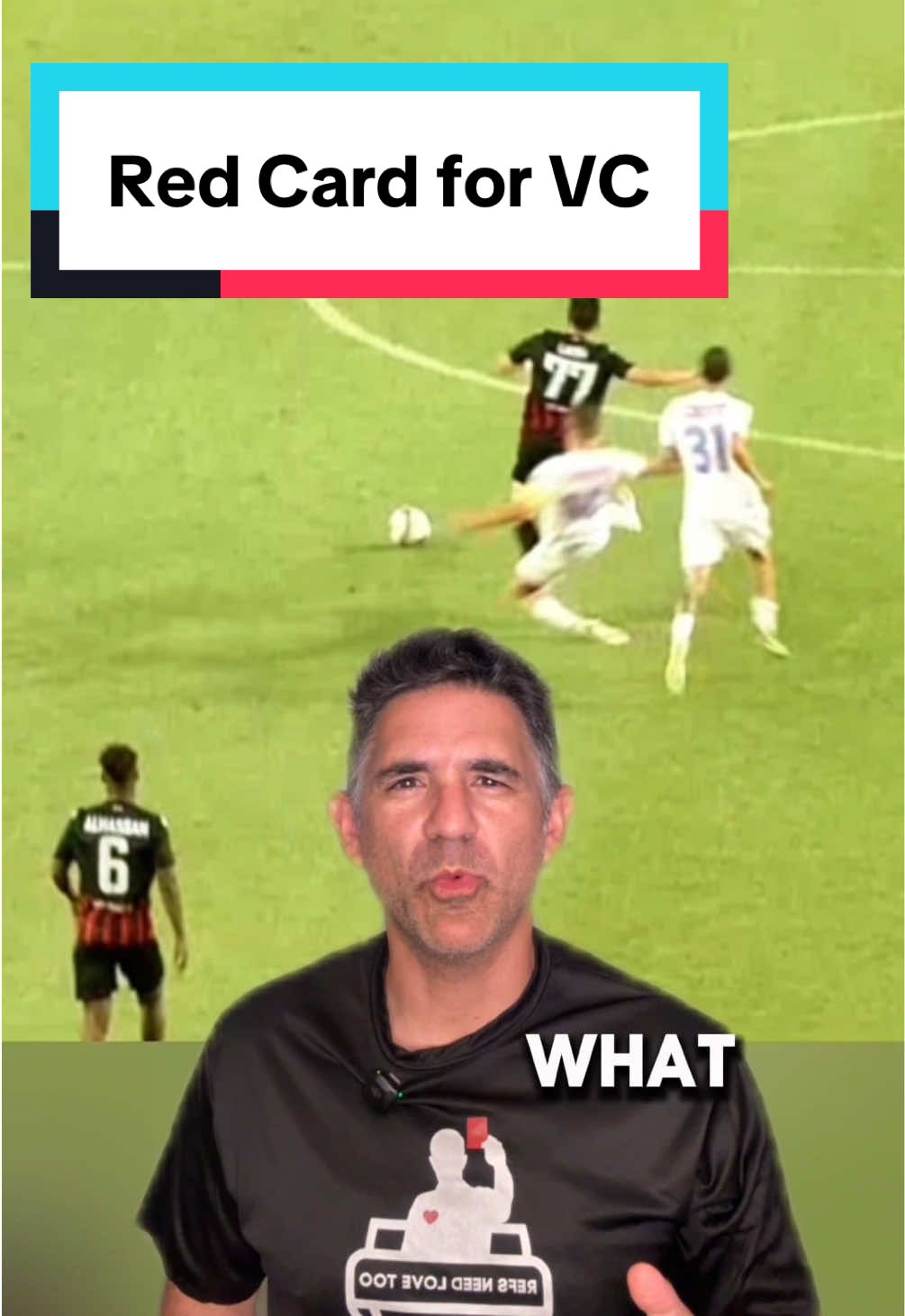 Please support a small business. A new season is upon us. Please consider supporting the Refs Need Love Too channel with new cards or some new professional flags.  Now for this challenge, this is not your average tactical foul. I see this as excessive force and brutality when not challenging for the ball. By definition, I think this is a red card for VC. What do you think?  #Soccer #football #futbol #referee #refsneedlovetoo ##redcard