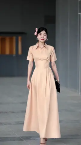 Váy cổ sơ mi chiết eo tôn dáng #vaydep #vaythietke #vaydai #vayxinh #vaythietkecaocap 