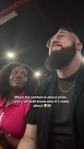 We both knew EXACTLY who the message was for… and it wasn’t me 😭 ! #MarriedLife in church be like…