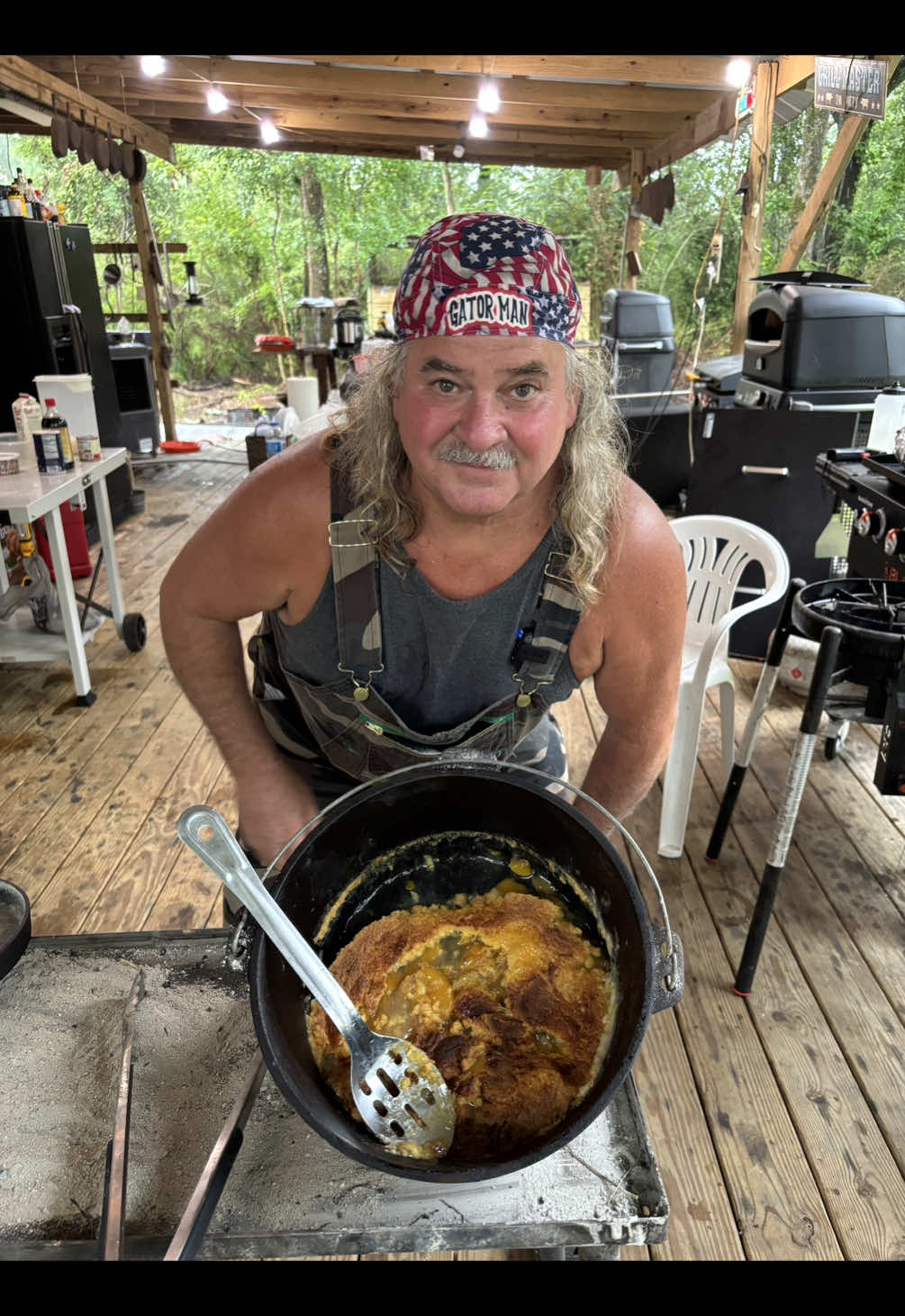 Peach Cobbler time! #fyp #peach #cobbler #dessert #camping 