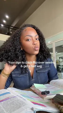 Love me a good flip-over that I can take off at nights 🤭 @OQHAIR Kinky-Curly halfwig 🩷 Link in my bio to purchase! #halfwig #oqhair #curlyflipover 