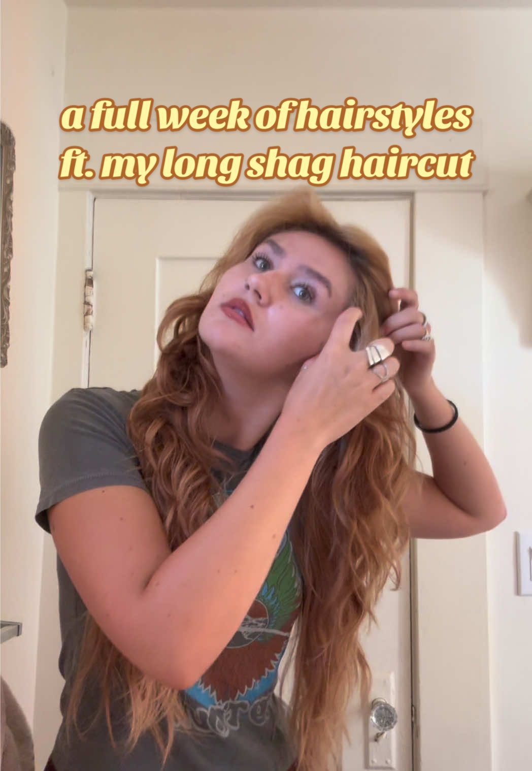 a full week of hairstyles! go follow the lovely @madisxnbird.blog 🥰 #shaghaircut #70shair #wavyhairroutine #wavyhair #blowout 