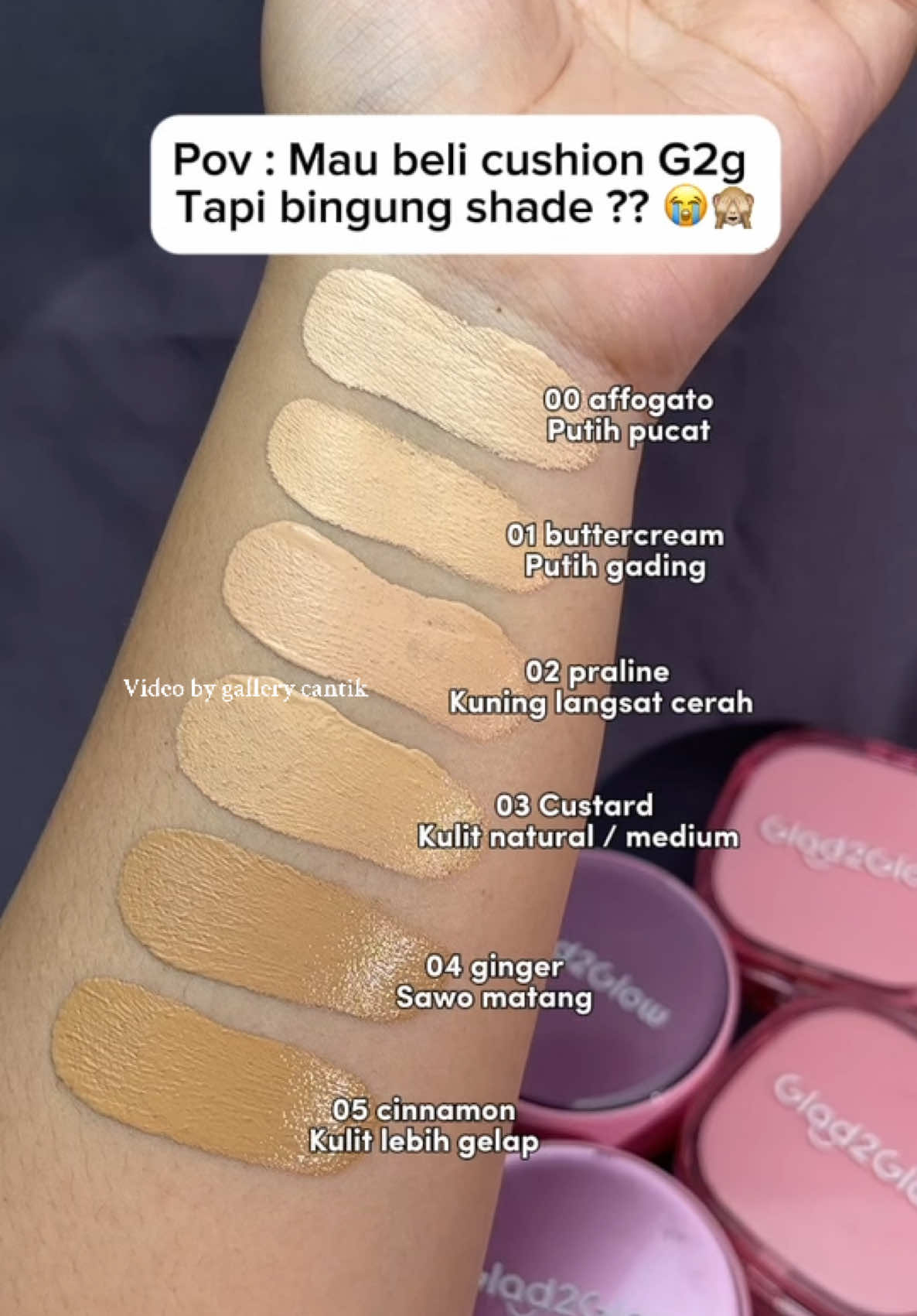 Yuk pilih shade sesuai skintone kalian yaa 😍✨ #shadecushiong2g #cushion #glad2glow 