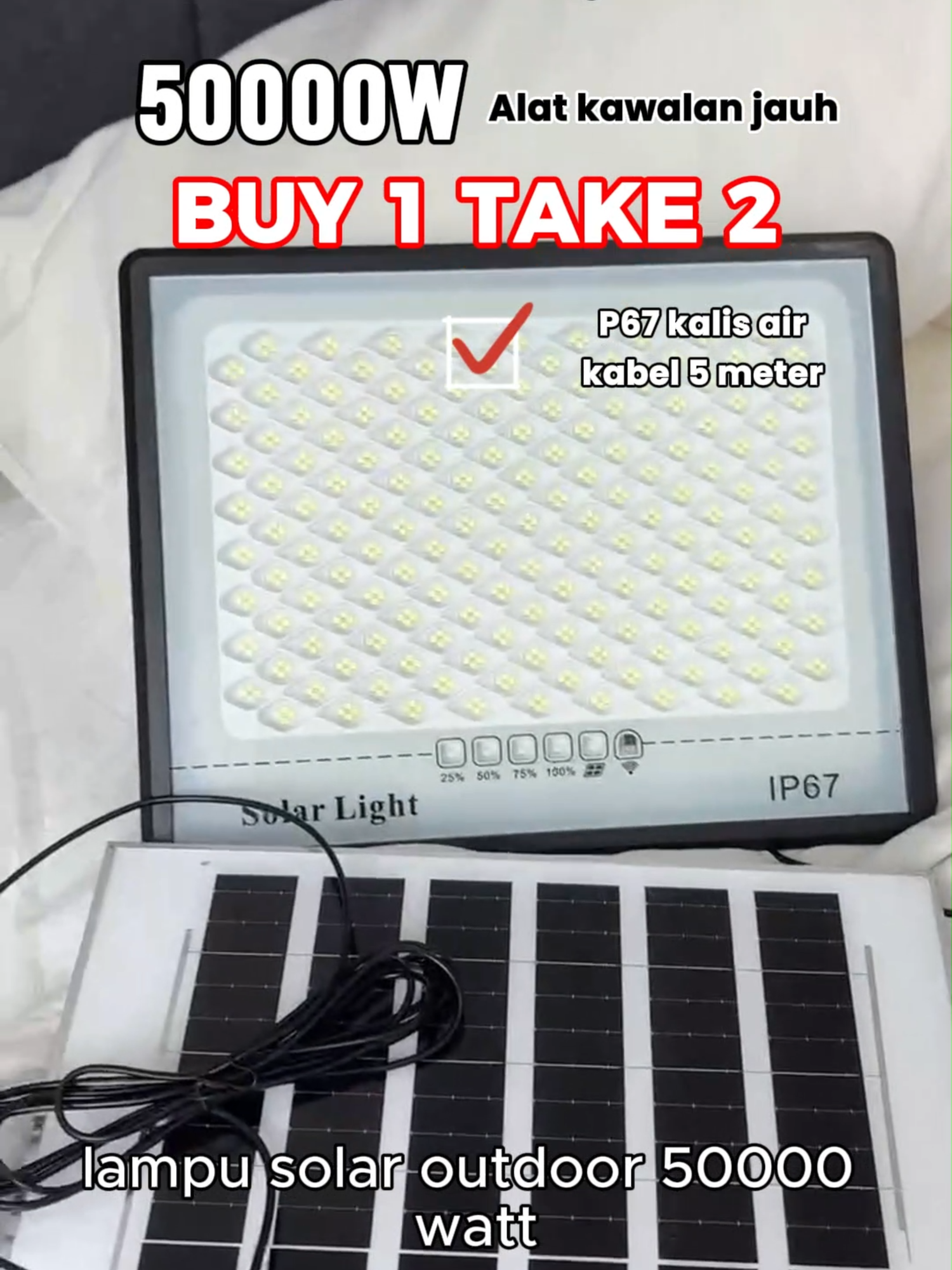 【BUY 1 TAKE 2】Lampu suria kalis air IP67 50000W, kecerahan tinggi, boleh berfungsi seperti biasa pada hari hujan, 0 bil elektrik sepanjang tahun menyokong COD. #lampusolaroutdoor #lampusolar #solarlightoutdoor #solarlight #lampusolarrumah #solarlights #ledlights #fyp #tiktok #foryou
