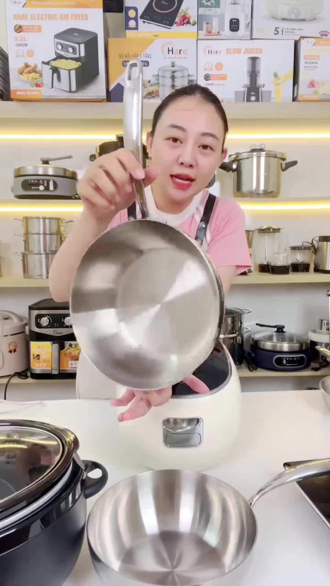 Chảo inox 316 sâu lòng Fynal - chống dính tự nhiên, không bong tróc, ruyền nhiệt nhanh, giữ nhiệt tốt, không cong vênh #chao #chaoinox #chaoinoxsaulong #chaochongdinh #chaoran #chaoxao 