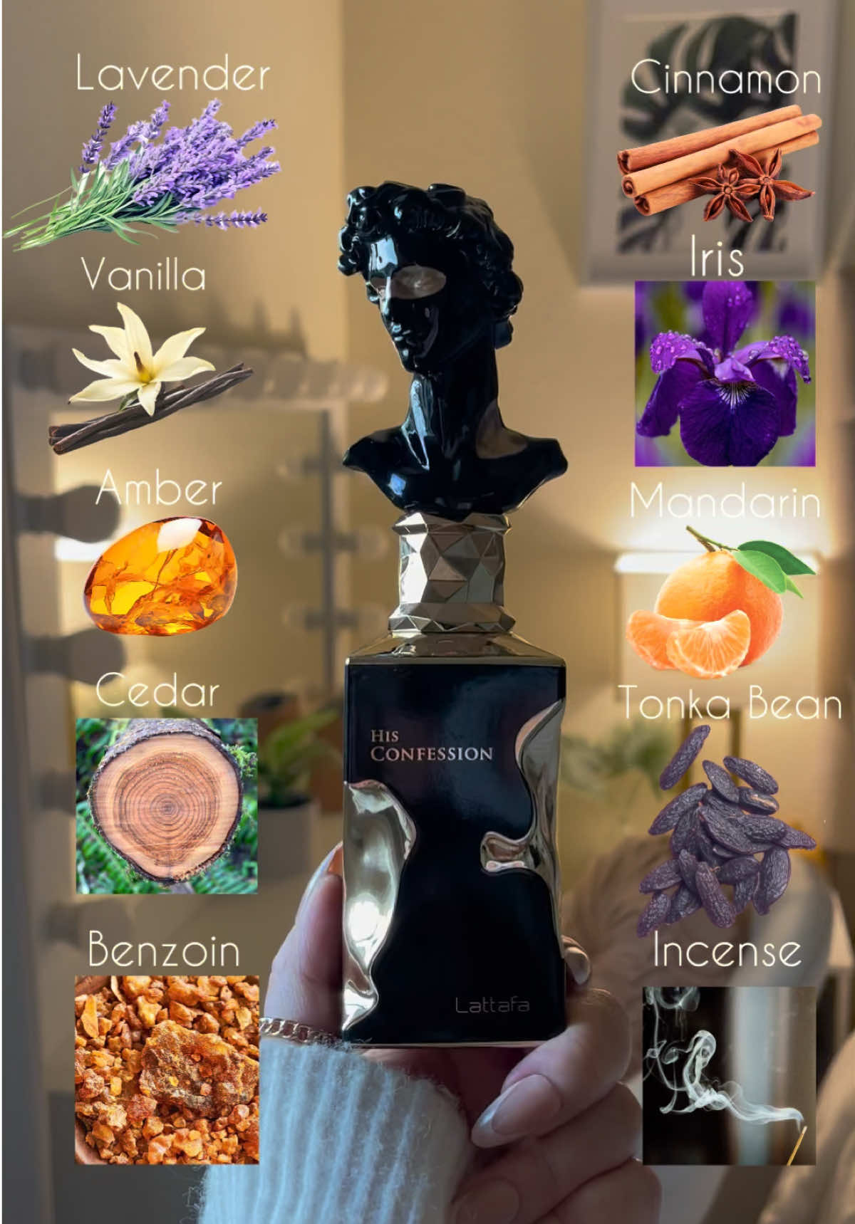His Confession @Lattafa Perfumes  🖤🪻This Arabian Perfume It opens with a refreshing and spicy blend of mandarin🍊, cinnamon, and lavender🪻, creating an invigorating introduction that immediately commands attention.  Rich heart of iris, cypress🌲and benzoin, adding depth and sophistication.  The composition is grounded by a warm and sensual base of vanilla🍨tonka beans, patchouli🌱cedarwood🪵, incense, and amber, leaving a lasting and memorable impression.  His Confession combines freshness with warmth, making it versatile for any occasion, whether day or night.  🖤🪻Top Notes: Mandarin, Cinnamon and Lavender. 🖤🪻Middle Notes: Iris, Cypress, Benzoin and Mahonial. 🖤🪻Base Notes: Vanilla, Tonka Beans, Patchouli, Cedarwood, Incense and Amber.    Click the orange cart to shop!🛍️    #lattafa#hisconfession#lattafaperfume#perfumerecommendations#arabperfume#perfumearabe#arabianperfume#middleeasternperfume#lattafafragrance#fragrances#arabicperfumes#perfumereview#perfumetiktok#perfumetok#perfume#unisexperfume#fragrancelover#fragrance#perfumesarabes#fragranceaddict#fyp#tiktokperfume#tiktokshop#perfumecollector#scentoftheday#perfumetips#fragrancereview 