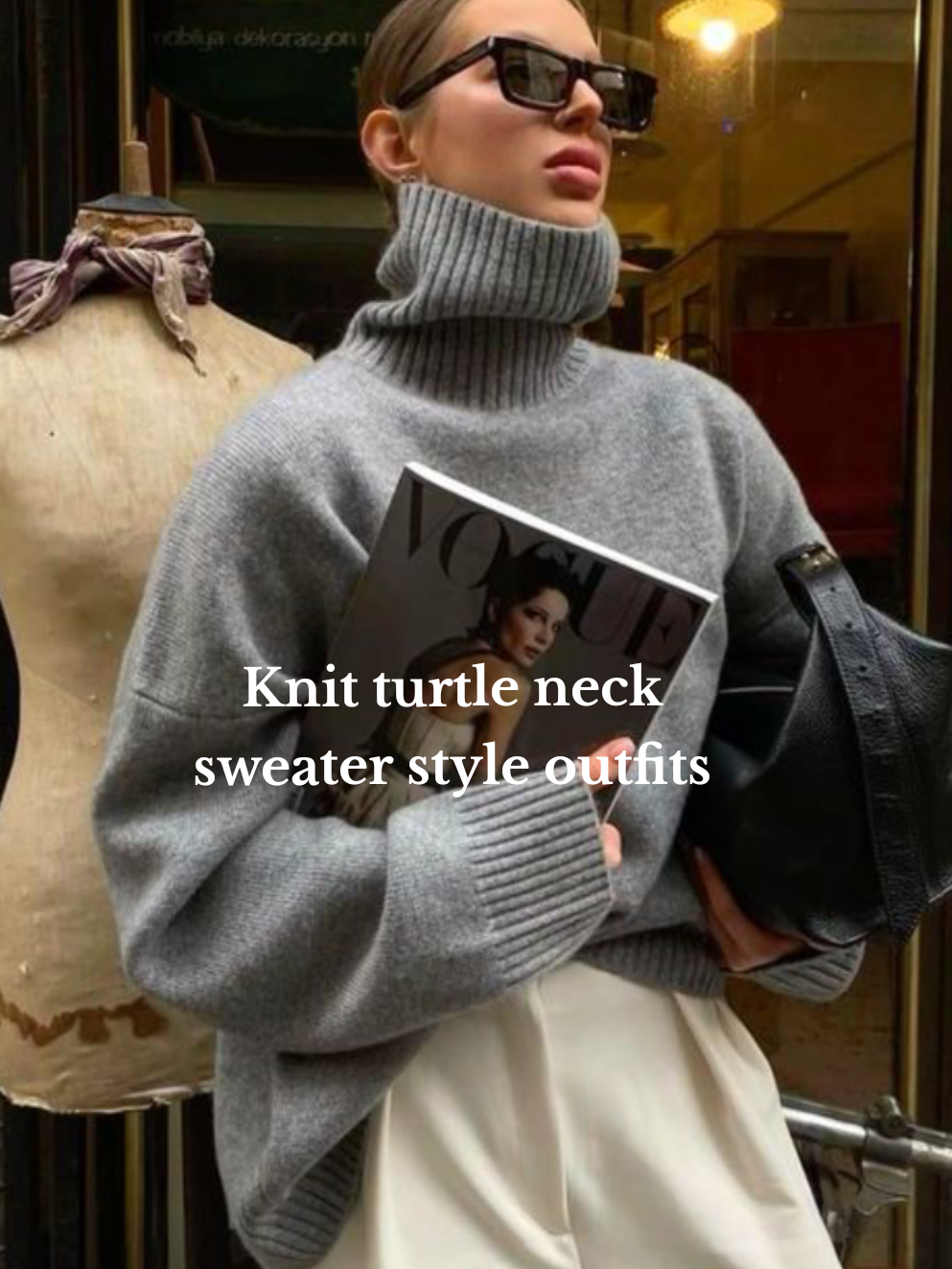 Knitted winter turtle neck sweater fashion style outfits. #foryoupage #creatorsearchinsights #OOTD #sweaterweather #turtleneck #longsleeve 