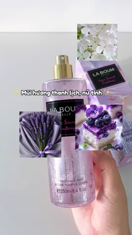 Bodymist mùi thơm nhẹ nhàng, thanh lịch, có chút nữ tính xinh xinh. Mới xịt sẽ hơi nồng mùi cồn một xíu, nhưng bay nhanh rồi thơm lắm luôn 🪻✨ #bodymist #laboum #beauty #bodymistconhu #bodymistlaplanh #BeautyTok #lamdep #viral #trending 