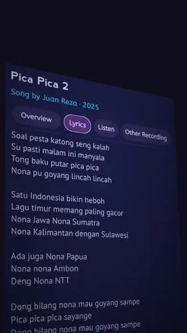 Pica - Pica 2 🎧 ~ Lyric Music 🎶 #picapica #juanreza #lyrics #song #music #lyrics_songs #foryou 