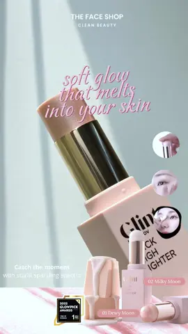 Less shimmer, more sheen✨ Dewy perfection in a stick highlighter by #glint #thefaceshop 