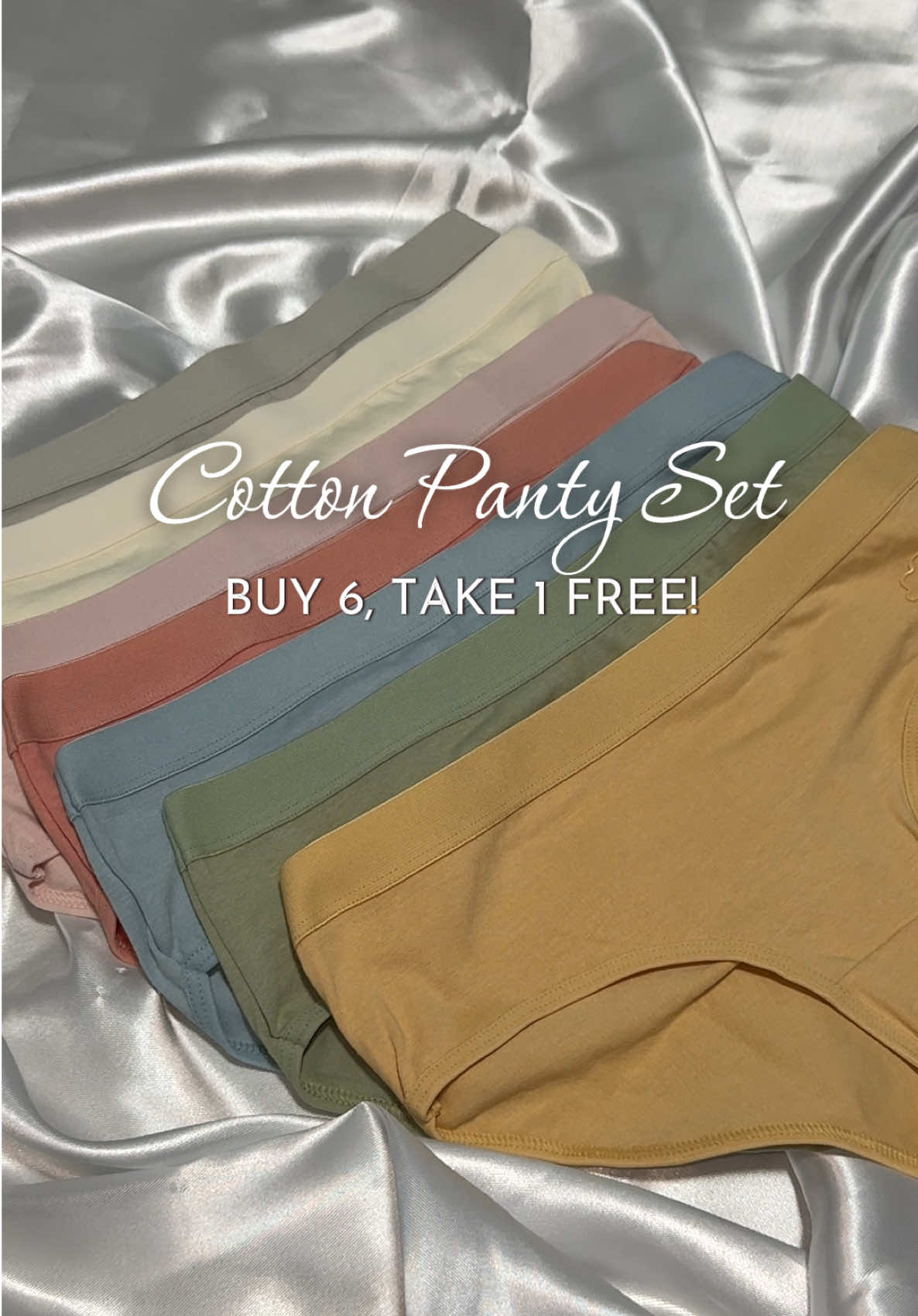 Gaganda ng kulay!! Pastel + cotton = comfy and cute everyday 🤍 #cottonpanty #cottonpanties #pastelcolors #pantyset #buy6get1 #comfy