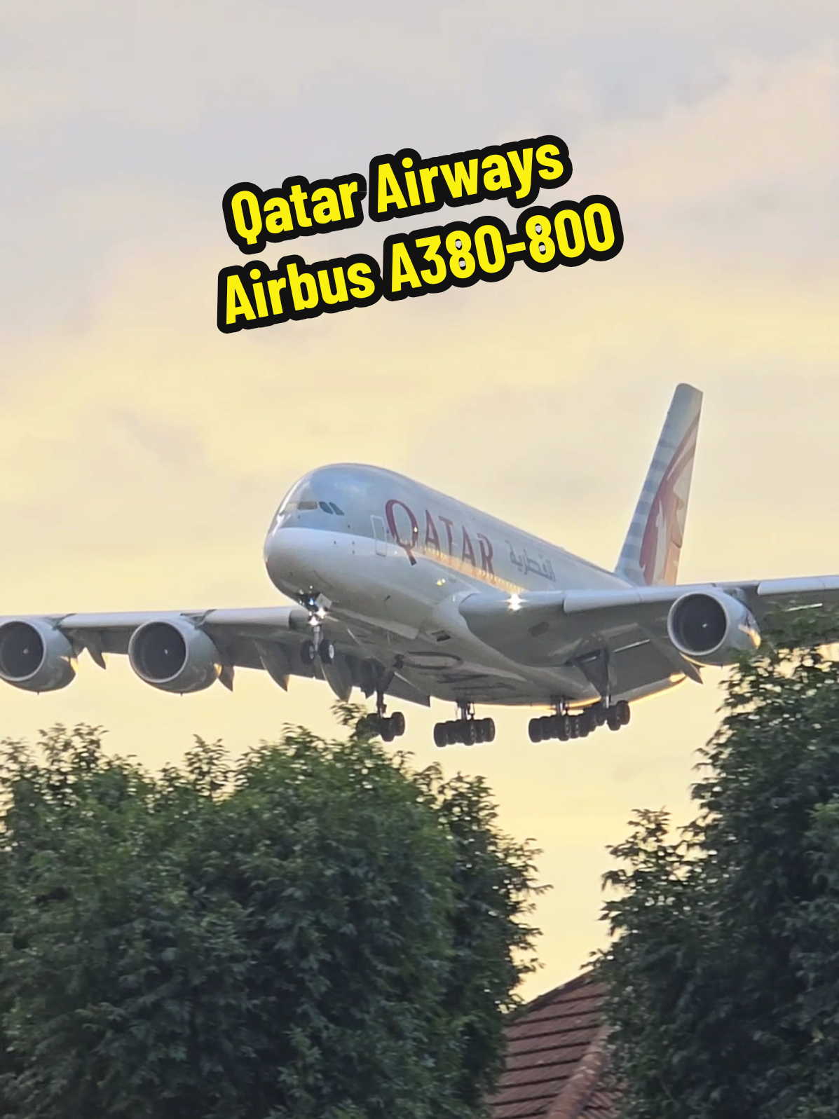 Qatar Airways A380 landing at Heathrow Airport 😍✈️ #airbusa380 #airbus #aviation #qatarairways #heathrow #airport #planespotting 