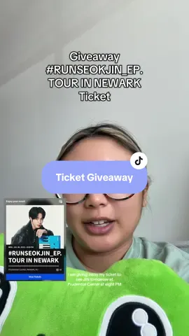 If you want to see Jin on tour and you are in traveling distance to Newark Prudential Center I’m giving away 1 ticket for the 7/30/25 show.  Entry rules 1. Follow me on TikTok  2. follow me on IG - everythings.erin  3. REPOST this video  4. COMMENT - why you want to go  5. message me on IG so I know you’re a real person (or DM here if no IG)  Make sure to do all steps  I will be checking If you’re public on platforms it will be easier for me to see that you’re an actual person Good luck  #btsarmy #runseokjin_eptour #jinbts #armybts 
