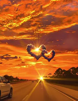Love floats in the sky tonight. Heart-shaped clouds and golden light. ❤️🌅🌄 #sunsetlove #heartclouds #romanticsky #aestheticvideo #sunsetmagic   