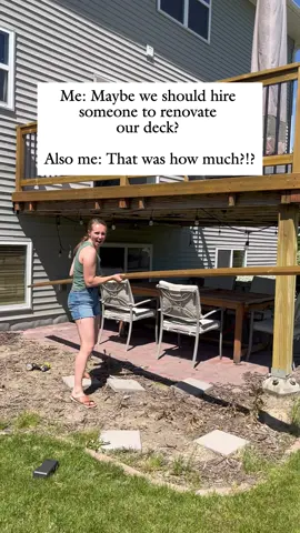 Would you believe this was a $37K quote?? 😳 One year ago, we decided to tackle our deck renovation ourselves, and I’m going back to share all the behind-the-scenes details. It was big. It was messy. And it saved us a ton. To start this project,  I did what any slightly unhinged DIY mom would do… grabbed a hammer and started demo myself. No contractor. Just determination and a rolling pin (yes, really). We’re extending the deck, adding stairs (because WHY do builders skip those??), and making it maintenance free + way more functional for our family. If you’ve ever looked at a quote and thought, “We could totally do that… right?” this series is for you. 👉Would you DIY a deck?  👉Have you ever seen a quote so high it pushed you into full-blown YouTube university mode? Tell me in the comments what’s the wildest quote you’ve ever gotten for a home project? #diydeck #deckmakeover #diymom #homerenovation #diyrenovation   