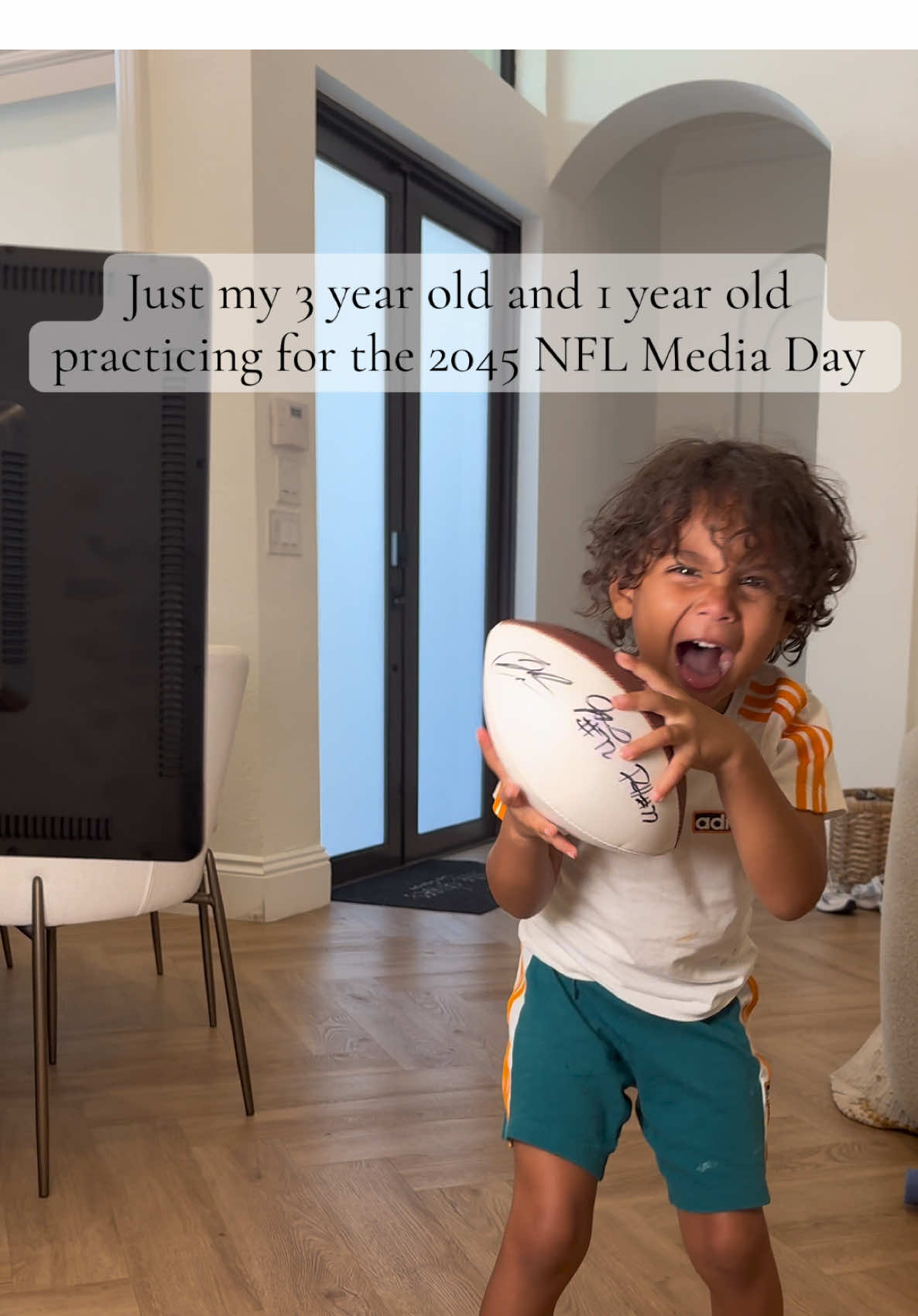 Which @NFL team they getting drafted to? 🏈🐬😅 #nfl #nflfootball #toddlerlife #nfl #toddlermom 