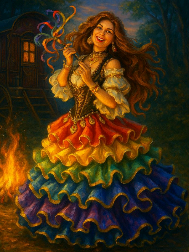 Meu amor pela minha Cigana é coisa que aperta o peito e acalma a alma. É saudade de um tempo que eu nem vivi, mas que minha alma lembra. Ela me embala com seu riso livre, me ampara quando ninguém vê. Sinto sua presença no vento, no brilho das velas, no baralho que fala. Ela me ensinou a ser forte sem perder a ternura, a dançar mesmo com o coração ferido. Amar minha Cigana é ter um amor que não se explica, só se sente — com lágrima nos olhos e gratidão no peito. #ciganas #axe #axe 