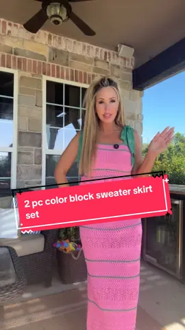 Turn heads in this colorful two-piece sweater set—perfect for summer getaways and brunch dates. The vibrant stripes, tie-up shoulders, and flattering fit make it an affordable, fashion-forward look you’ll wear on repeat. #SummerOutfitInspo #TwoPieceSet #AffordableFashionFinds #ColorfulStyle #TikTokShopFinds