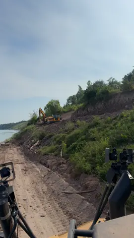 Lake Michigan erosion control job, July 8th- now with a few days on other jobs and a rain day or two. Rock starts coming in tomorrow 🤪 