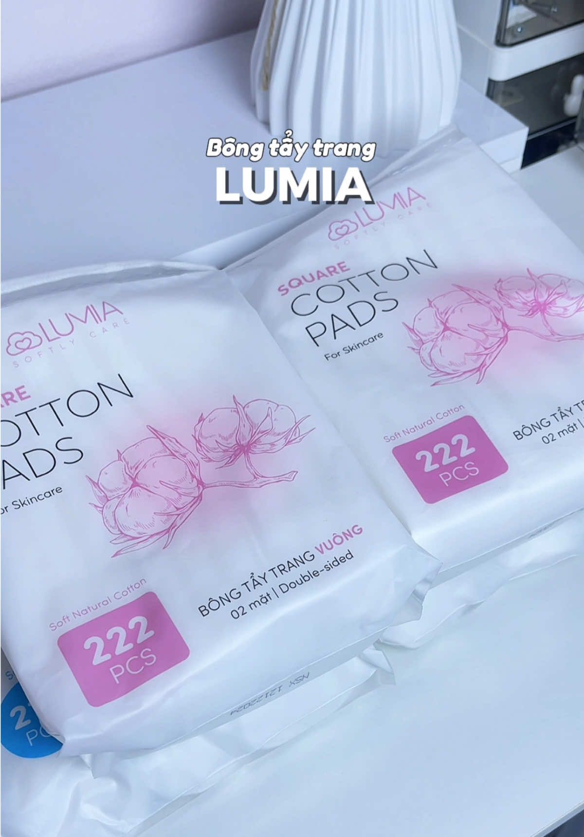 Bông tẩy trang Lumia bông dai mịn, không xơ bông #xuhuong #bongtaytrang #bongtaytrangkhongxo #bongtaytranglumia #lumia 