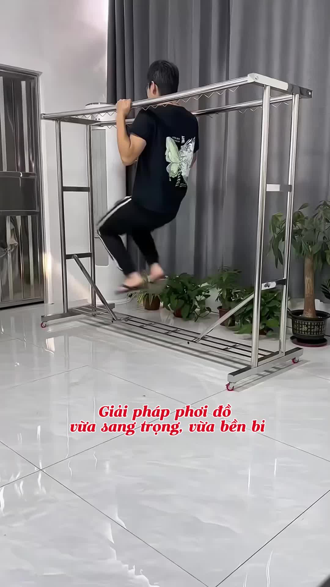 Giàn Phơi Ngoài Trời Gấp Mở Chất Liệu Inox 201 Phơi Chăn Mền Quần Áo Chịu Tải 300Kg Thiết Kế Thông Minh Trọng Lượng 8kg INOX ỐNG 3cm 