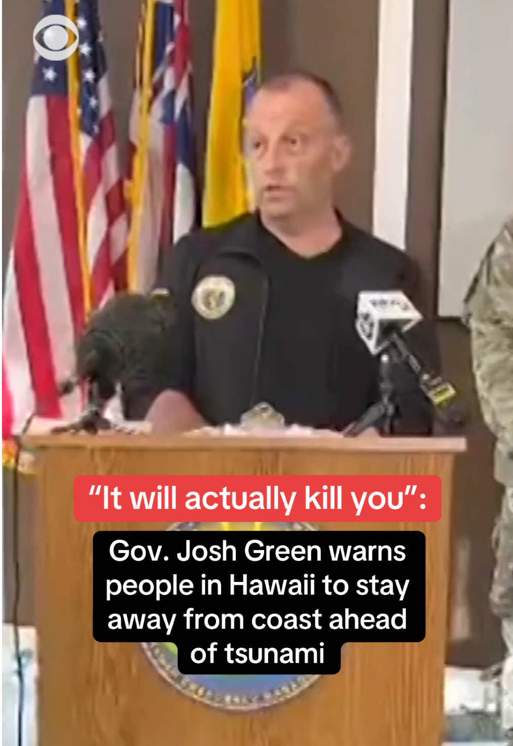 “It will actually kill you”: Hawaii Gov. Josh Green warned people across the island chain to not “stay around the shoreline or risk their lives just to see what a tsunami looks like” ahead of the anticipated event. “It is not a regular wave,” he warned. “It will actually kill you … It is not likely we will recover you if a tsunami takes you from the shore.” #tsunami #hawaii 