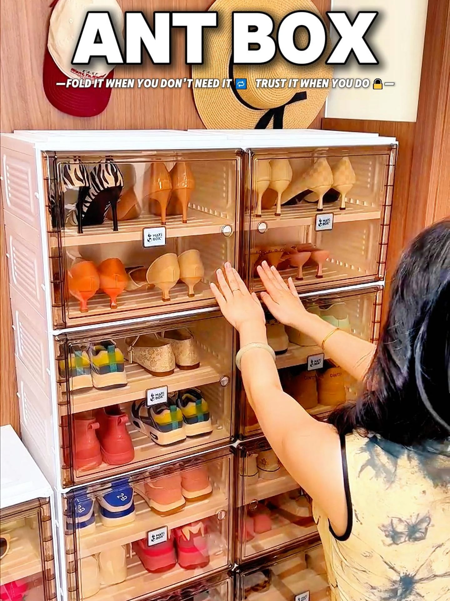 Shoes all over the place? ANTBOX racks tidy them up instantly!#shoebox#shoerack#shoestorage#shoeorganizer