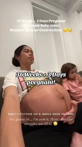36 Weeks + 3 days Pregnant Baby’s putting on a whole show in there! She’s been moving non-stop this can go on for an hour 😅 Contractions are getting real and my poor rib cage is taking all the hits! We’re sooo ready to meet you, baby girl!  #thirdtrimester #36weekspregnant #pregnantlife #lastpregnancy #pregnant #MomsofTikTok #uvvmom #jayanneinhawaii #pregnant2025 