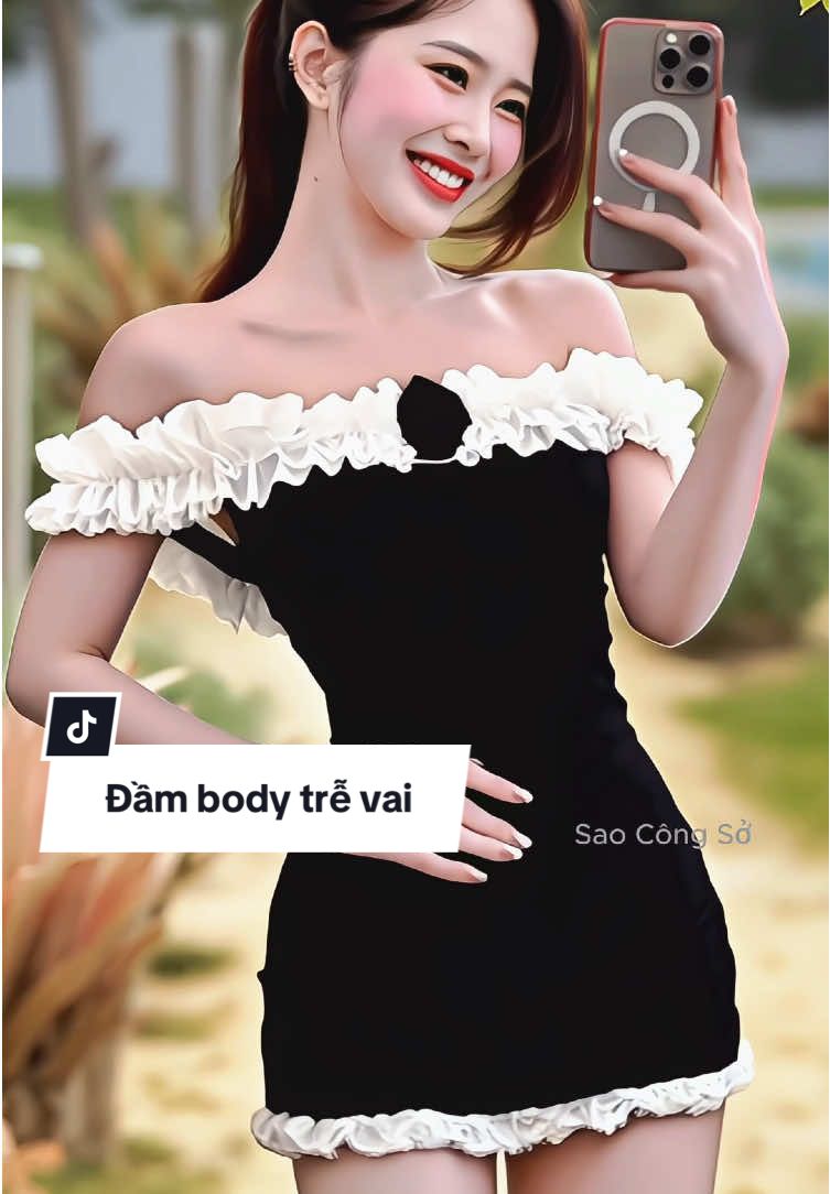 Váy trễ vai bèo nhún (có đệm mút), đầm body dài ngắn có thể điều chỉnh độ dài #dambody #damtrevai #vayxinh #macdepmoingay #thoitrangnu #xuhuong #saocongso 