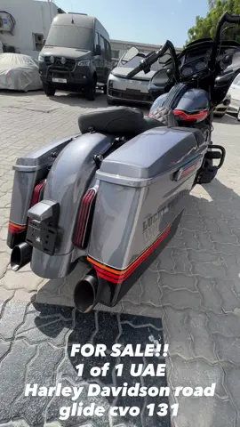 1 of 1 in UAE  Harley Davidson road glide cvo 131 Exclusive upgrade  Stage 4 Murphy’s performance  26’ front wheel Pneumatic-suspension  Led lights  Bluetooth music Touch screen  Custom exhaust system  Done only 5000km after customizing  This bike self cost was 60,000$ - all parts original and custom  possible exchange for a car or boat or something special ‪+971 55 853 5924‬ my WhatsApp  Dm for details!! #harley #dubai #harleydavidson #uae #biker #forsale #bike 
