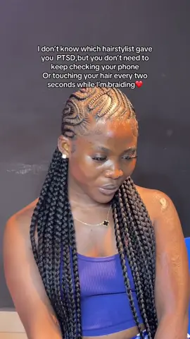 First step to having perfect braids is trusting your hairstylist🥰 So proud of this freestyle I did on @Calabar Wigstylist/Wig thrift hair🤭 #g4glam #calabarhairstylist #cornrowsbraids #freestylecornrows #aliciakeysbraids 
