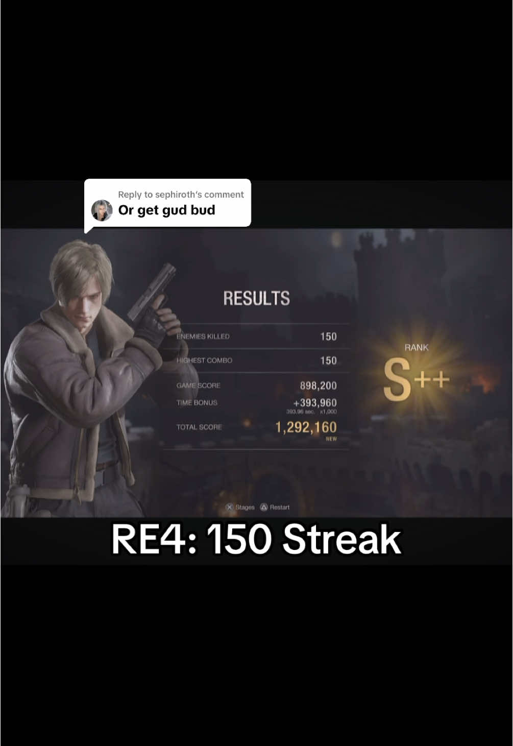 Replying to @sephiroth #re4 #re4remake #residentevil #videogames #leonkennedy 