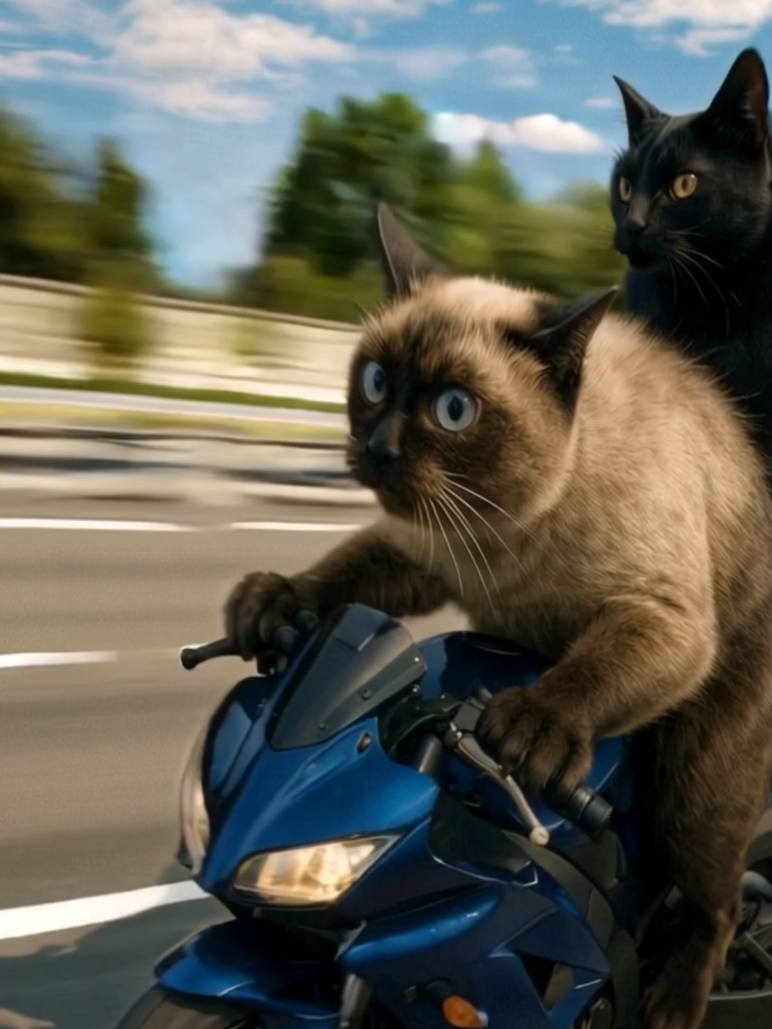 “Pull over!” Us: “We’re cats.” Officer: “…fair.” 🚨🐾 #AboveTheLaw #FastAndFurryous
